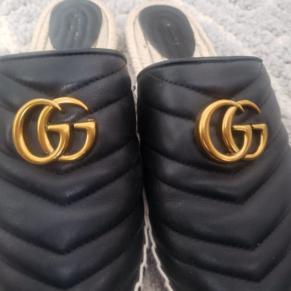 Gucci Marmot Espadrilles size 41 Like US size 9.5 Authentic Black and Go… - Picture 10 of 11